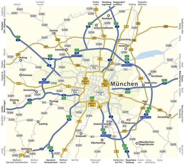 Plan des routes de Munich