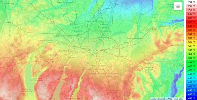 Plan de l'altitude de Munich