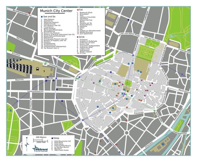 Plan des excursions à pied de Munich