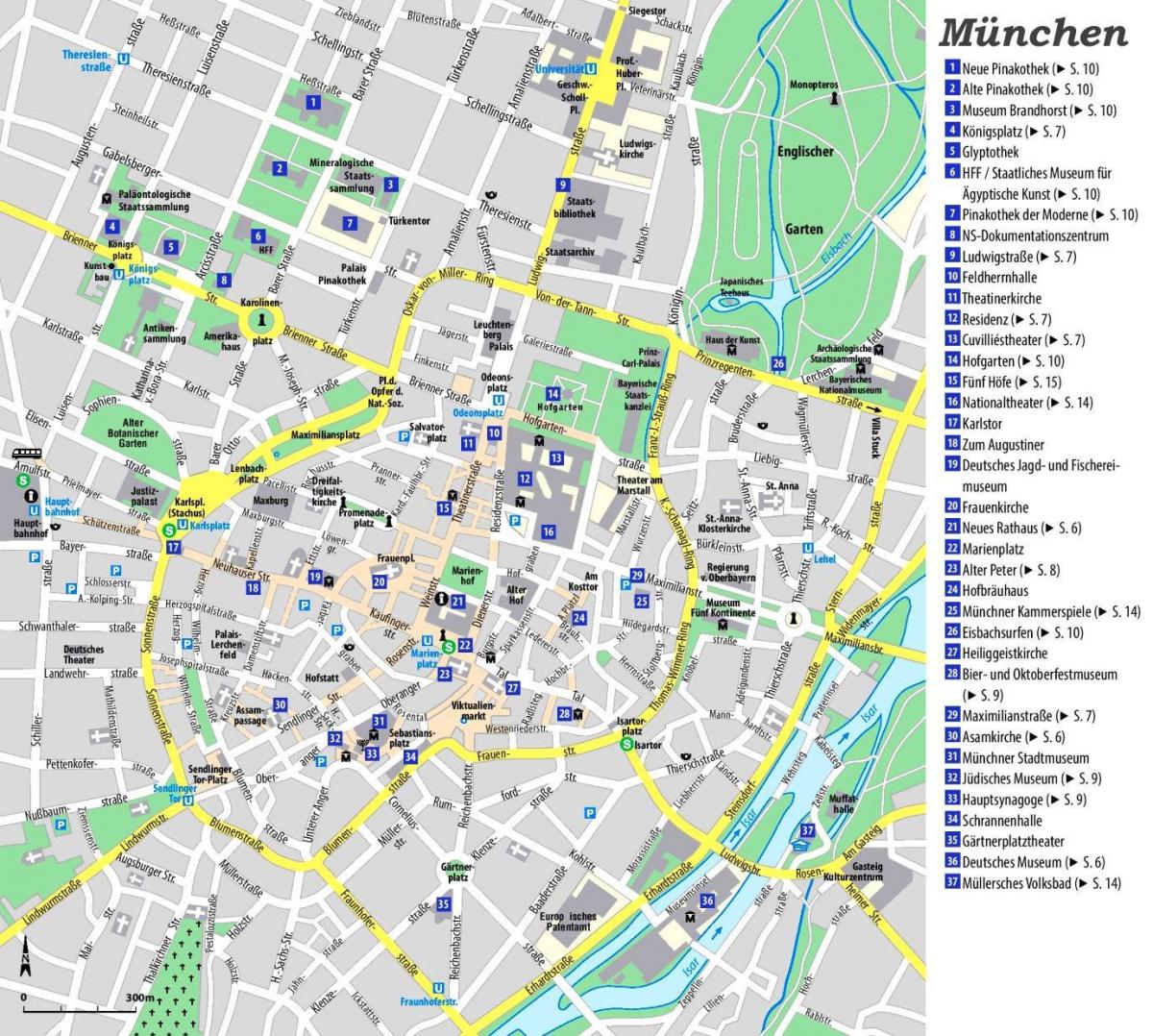 Plan des attractions de Munich