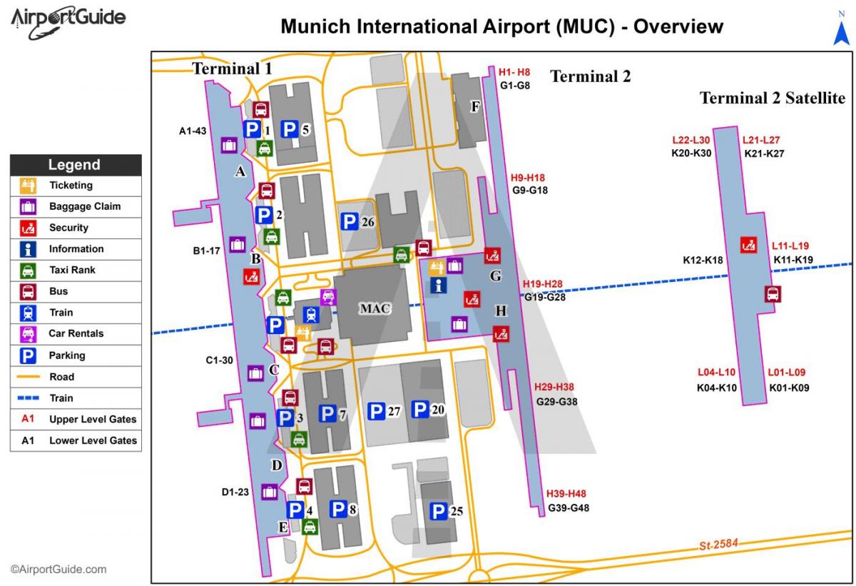 Plan des terminaux aéroport de Munich