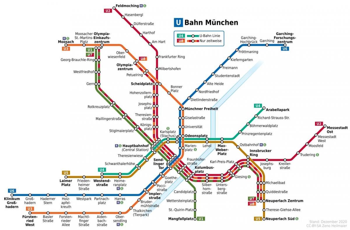 Plan des stations de metro de Munich