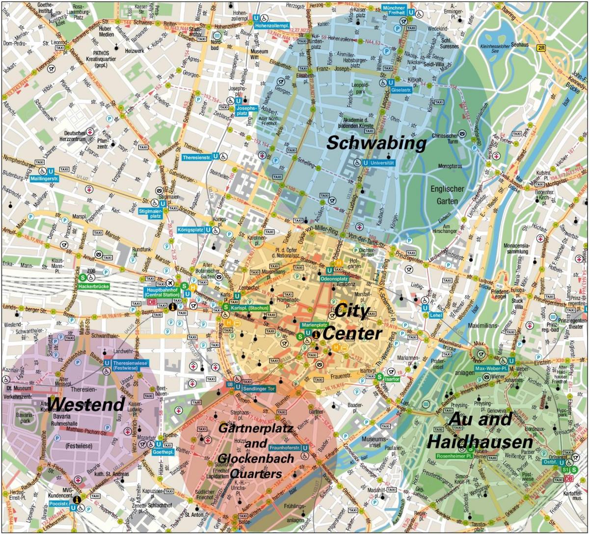 Plan des quartiers de Munich