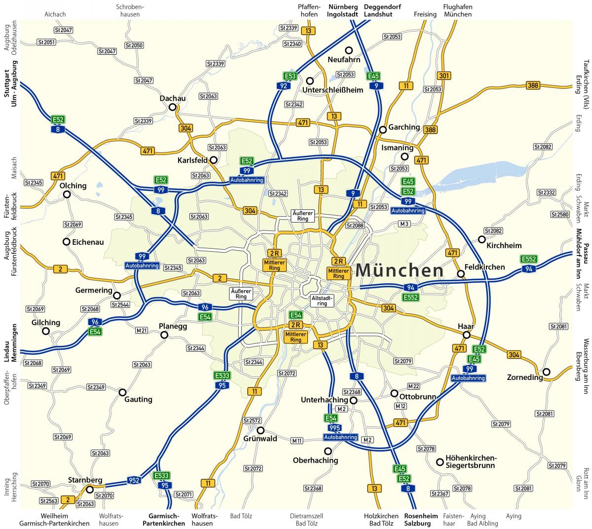 Plan des routes de Munich